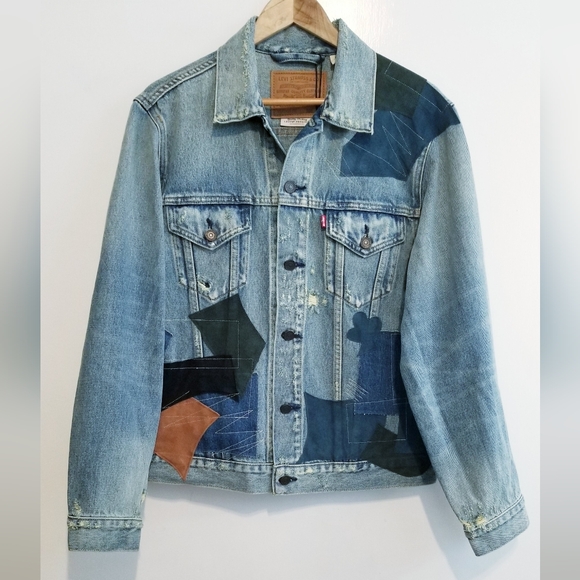 LEVI'S Levi Strauss & Co. Vintage Relaxed Trucker Jacket Distressed Patchwork - Picture 7 of 16